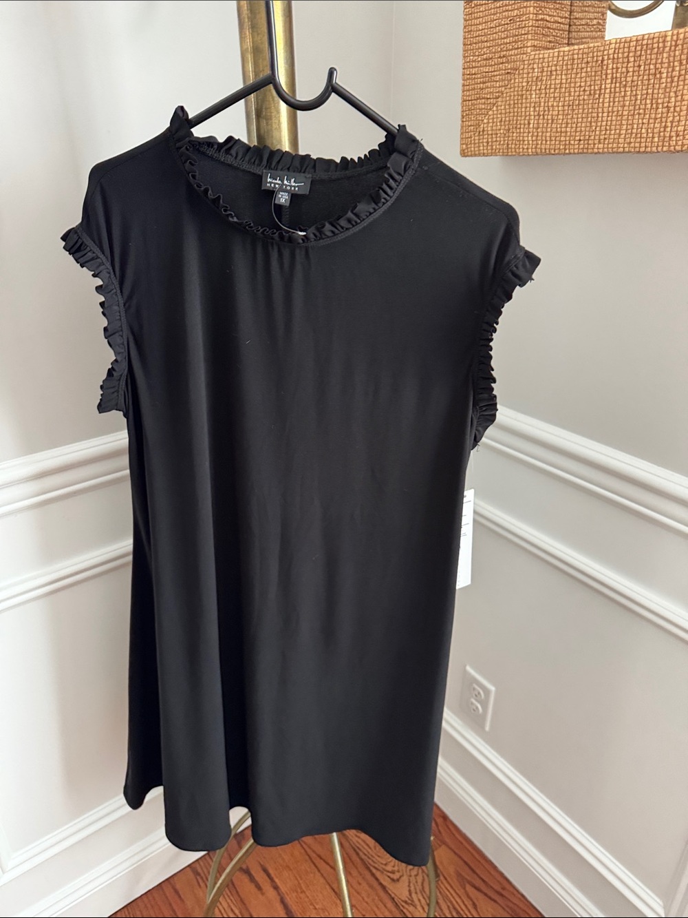 Lush Ruffle-Trim Black Sleeveless Tunic Dress